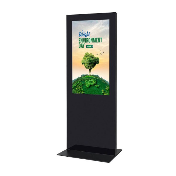 Showdown Displays Digitale Infostele Slim Schwarz Mit 50" Samsung-Bildschirm und Touch-Folie, DISTOTEMBL50ESFT