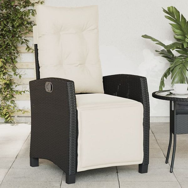 vidaXL Gartensessel mit Fußteil Verstellbar Schwarz Poly Rattan, 365232