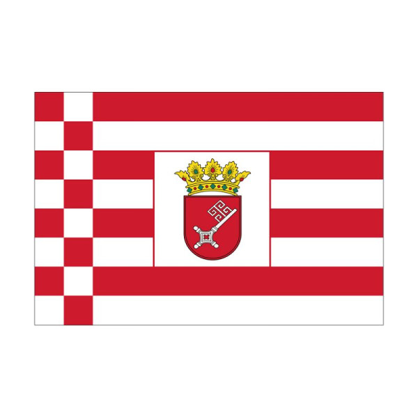 Stein HGS Landesflagge Bremen (Schlüssel), 120 x 200 cm (Querformat), mit Seil und Schlaufe, FlagTop 160 g/m², für Fahnenmasten 7 m, ohne Hohlsaum, 26269