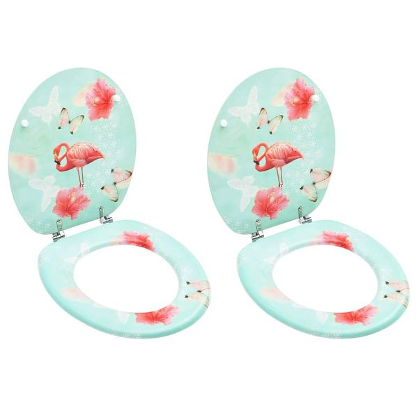 vidaXL Toilettensitze mit Deckel 2 Stück MDF Flamingo-Design, 3056405