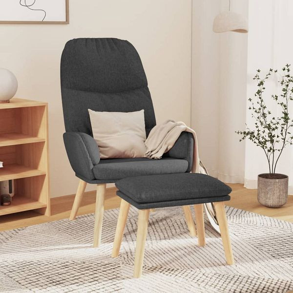 vidaXL Relaxsessel mit Hocker Dunkelgrau Stoff, 3097343