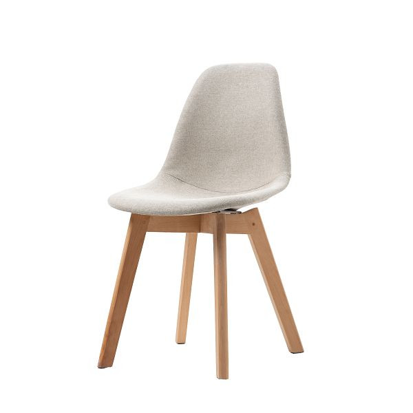 Feros Keeve Stuhl mit stapelbarem Gestell, gepolsterte Sitzfläche, Holz/Beige, 151595