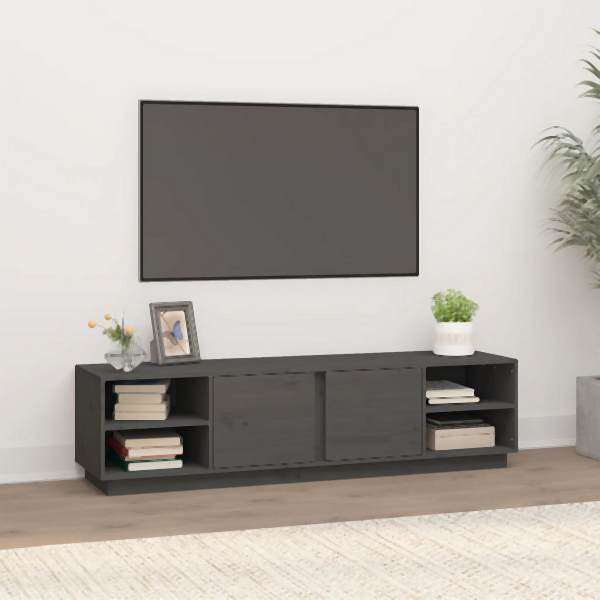 vidaXL TV-Schrank Grau 156x40x40 cm Massivholz Kiefer, 814456