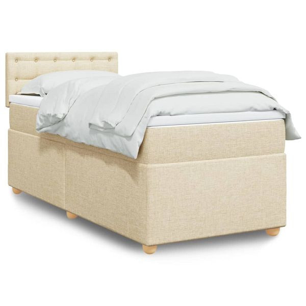 vidaXL Boxspringbett mit Matratze Creme 90x190 cm Stoff, 3286554