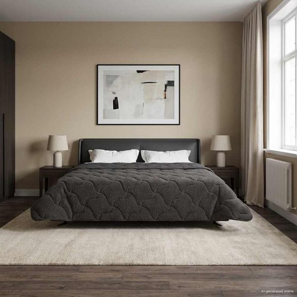 vidaXL Ganzjahresbettdecke Gepolstert Anthrazit 200 x 240 cm, 42026233