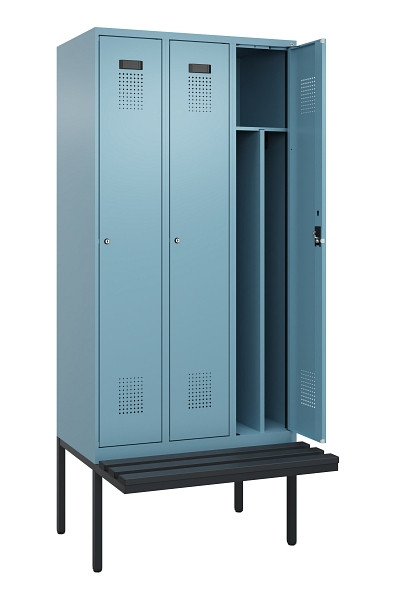 C+P Spind Evolo PLUS, 3 Abteile, 2120x900x815mm, 0010/0010, Haken 4, Zylinderschloss, Material Sitzfläche Kunststoff, 0490407-30F S10101