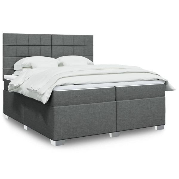 vidaXL Boxspringbett mit Matratze Dunkelgrau 200x200 cm Stoff, 3292896