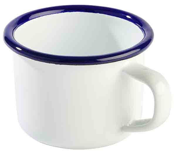 APS Henkelbecher -ENAMELWARE-, Ø 7 cm, Höhe: 5 cm, 0,1 Liter, emailliertes Stahlblech, innen: weiß, außen: weiß, 40636