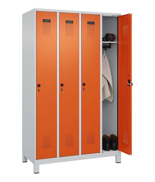 C+P Spind Evolo PLUS, mit Füßen, 4 Abteile, 1950x1200x500mm, 7035/2004, Verschluss Drehriegel, Ablageböden 4, 049010-40 S10002