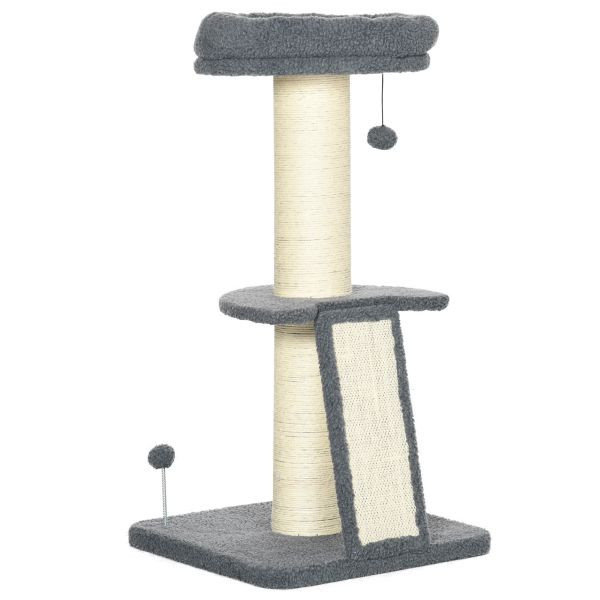PawHut Kratzbaum 92H cm Kletterbaum mit Kratzbrett Katzenbaum Dunkelgrau, D30-552V00CG