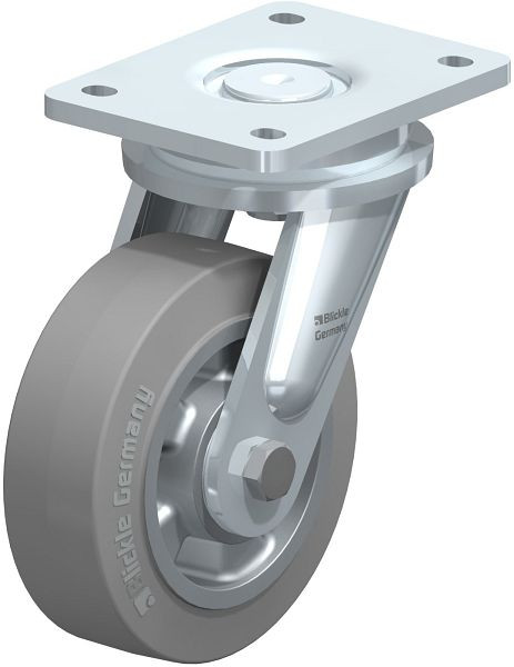 Blickle LO-ALEV 150K-SG Stahlgeschweißte Schwerlast-Lenkrolle, Elastik-Vollgummi, Grau, 702548