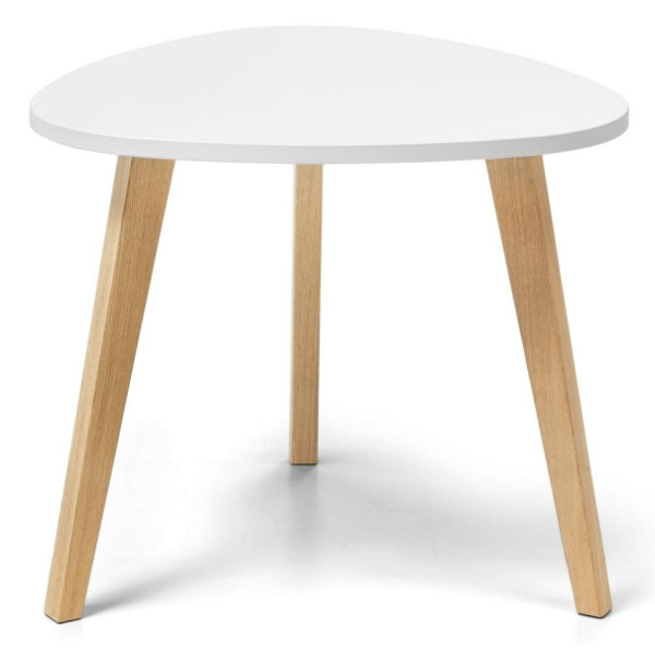 Deskin Beistelltisch OAK, Dekor weiß, Beine Eiche massiv, Freiform 850 x H 630 mm, 293285