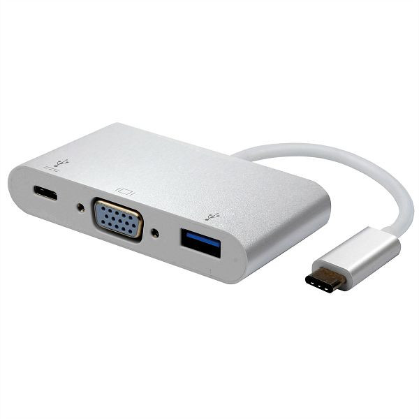ROLINE Display Adapter USB Typ C - VGA + USB 3.2 Gen 1 Typ A + PD, 12.03.3202