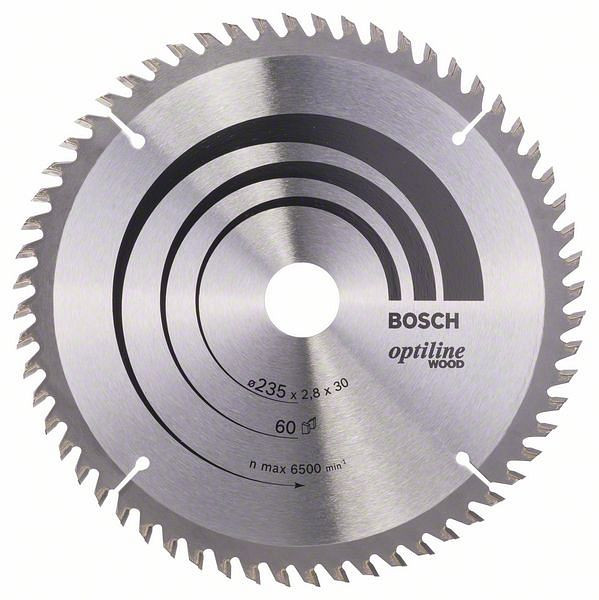 Bosch Kreissägeblatt Optiline Wood für Handkreissägen, 235 x 30/25 x 2,8 mm, 60, 2608641192