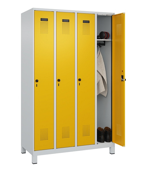 C+P Spind Evolo PLUS, mit Füßen, 4 Abteile, 1950x1200x500mm, 7035/1004, Verschluss Drehriegel, Ablageböden 4, 049010-40 S10000