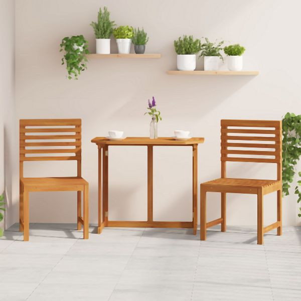 vidaXL Gartenstühle ohne Armlehnen, 2er-Set, Akazienholz, 4107154