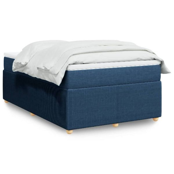 vidaXL Boxspringbett mit Matratze Blau 120x200 cm Stoff, 3285566