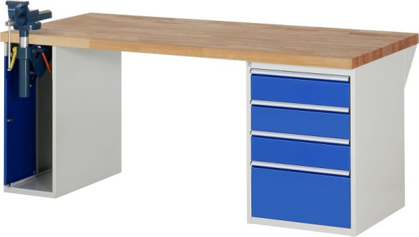 RAU Werkbank Serie 7000 - Modell 7510-2, B2000 x T900 x H840 mm, Systemunterbau B2000 x T850 x H800 mm, 03-7510A2-209B4S.11