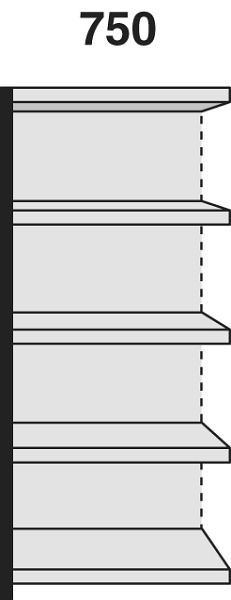 Kerkmann Regalfeld Stora 100, B 750 x T 500 x H 1900 mm, silber/lichtgrau, 51254414