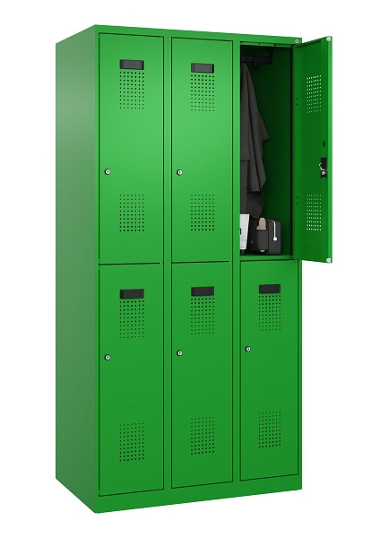 C+P Doppelstöckiger Spind Evolo PLUS, 6 Fächer, 1850x900x500mm, 6037/6037, Zylinderschloss, 049300-30 S10053