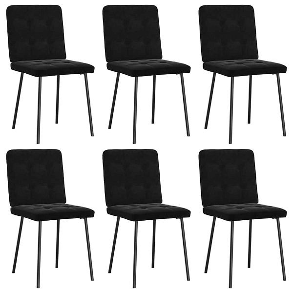 vidaXL Esszimmerstühle 6 Stk. Schwarz Samt, 3315433, 8721158568786