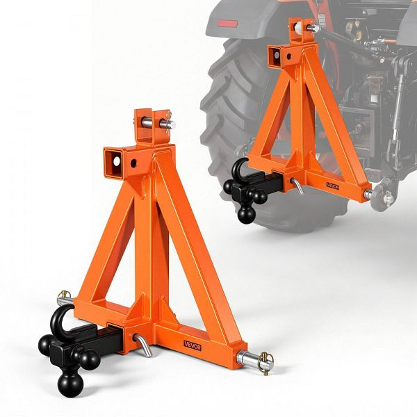 VEVOR 3-Punkt-Anhängerkupplung 2 Zoll, Schnellkupplung mit 3 Anhängerkugeln, Traktoradapter Kat. 1, für Kompakttraktoren, Orange, SJXJSQSJKSXT951W9001V0