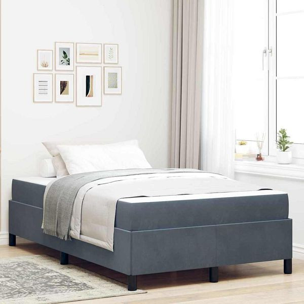vidaXL Bettgestell Dunkelgrau und Grau und Weiß 120 x 200 cm Samt, 3399055