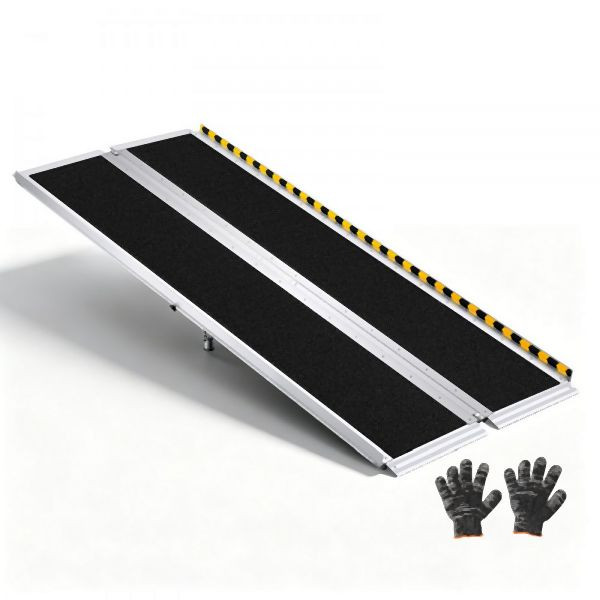 VEVOR Faltbare Rollstuhlrampe 1830x745mm, 362,9kg Tragkraft, Rutschfest, Stützfüße 110-210mm, Tragbar für Türschwellen, ZDKMJPD72YC1PBVXV001V0