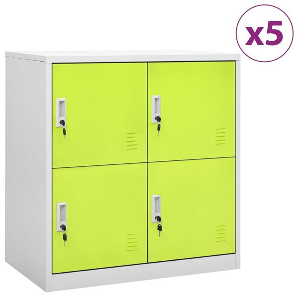 vidaXL Schließfachschränke 5 Stück Hellgrau und Grün 90x45x92,5cm Stahl, 3095230