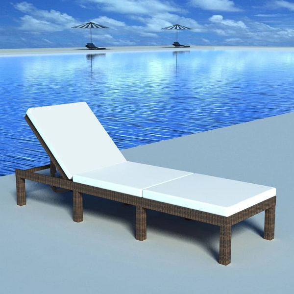 vidaXL Sonnenliege mit Auflage Poly Rattan Braun, 42845