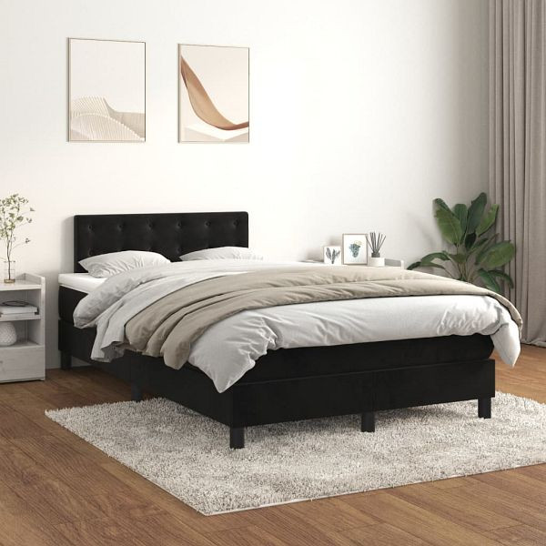 vidaXL Boxspringbett mit Matratze Schwarz 120x200 cm Samt, 3141535