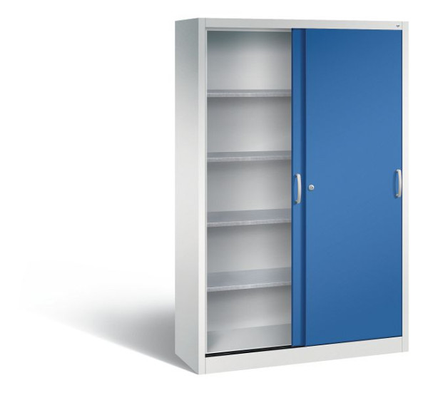 C+P Schiebetürenschrank Acurado, H1950xB1200xT400mm, Farbe: Lichtgrau / Enzianblau, Bügelgriff, 2049-00 S10075