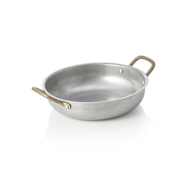 WAS Servierpfanne STEEL & STYLE VINTAGE, mit 2 Messinggriffen, Ø 20 cm, 0,8 Liter, Chromnickelstahl, 2042020