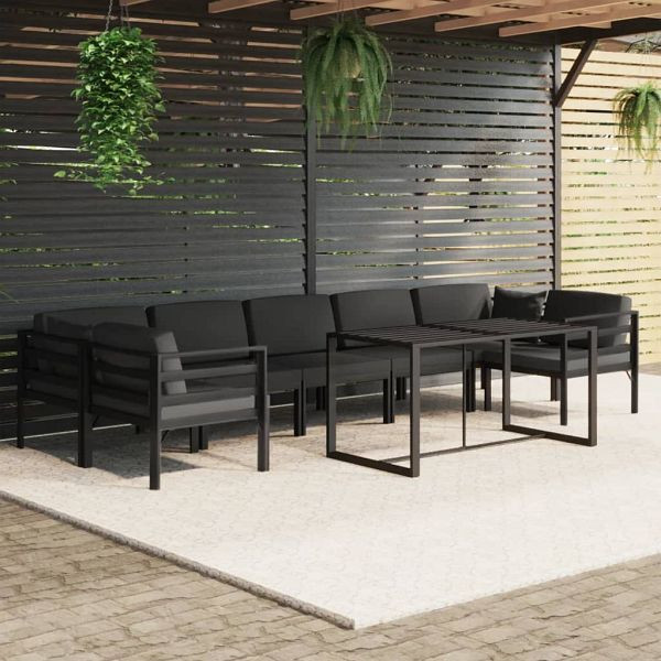 vidaXL 8-teilig Garten-Lounge-Set mit Kissen Aluminium Anthrazit, 3115926