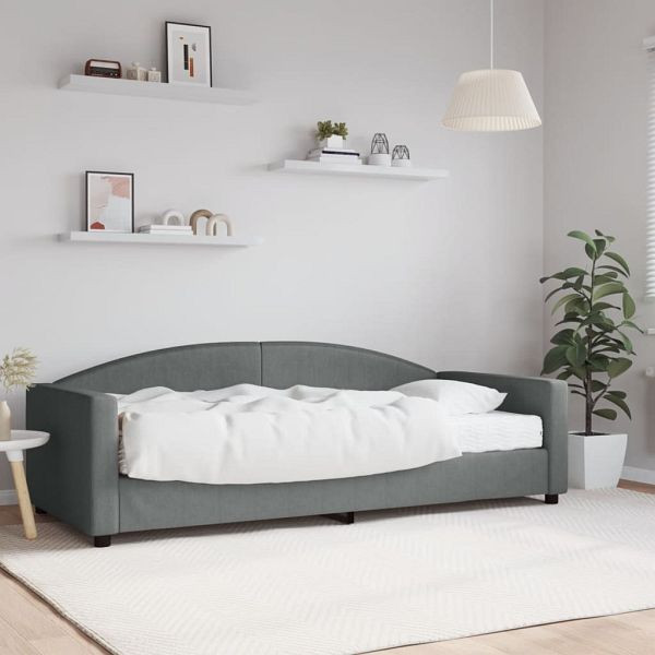 vidaXL Tagesbett mit Matratze Dunkelgrau 90x200 cm Stoff, 3197171