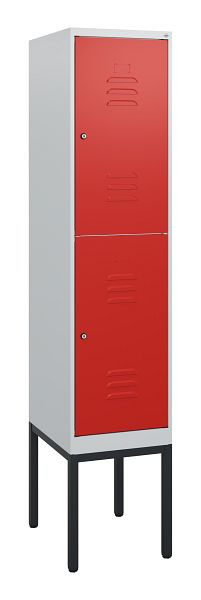 C+P Doppelstöckiger Spind Classic PLUS, Gestell, 1950x400x500mm, 7035/3020, Zylinderschlösser, 0803305-12 S10032