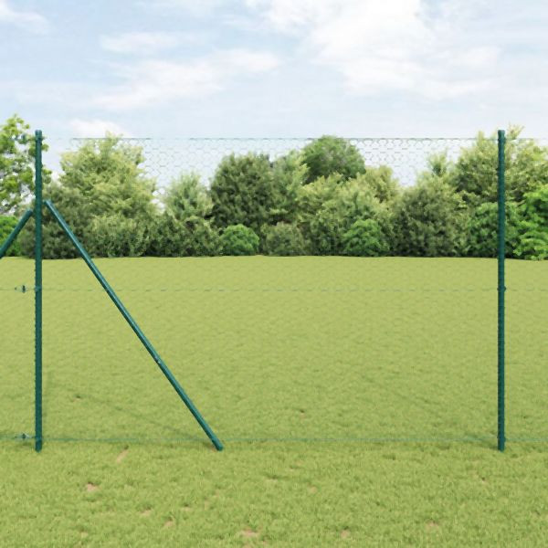 vidaXL Sechseckzaun Grün 1.6x50 m Stahl, Abmessungen: 5000 x 0.09 x 160 cm (L x B x H), 42005440