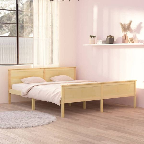vidaXL Massivholzbett Kiefer 180x200 cm, Material: Massives Kiefernholz (unbehandelt), Sperrholz, 322179
