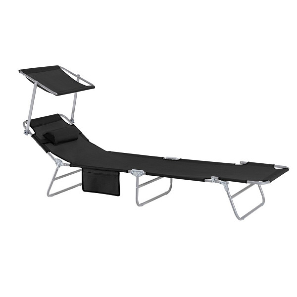 SoBuy Sonnenliegen-Set für 2 Personen Schwarz 193x55.5x103cm, Industriell, VE: 2 Stück, OGS48-SCHx2