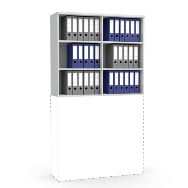 Deskin Aufsatz-Regal MULTI M, Dekor lichtgrau, B 1200 x H 1055 x T 420 mm, 271938