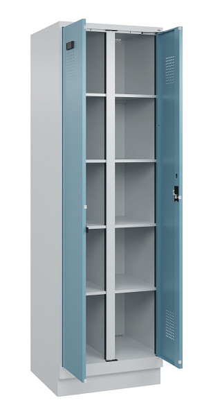 C+P Wäsche-Spind Evolo PLUS, mit Sockel, 2 Abteile, 1950x600x500mm, 7035/0010, Verschluss Zylinderschloss, 049022-20B S10036