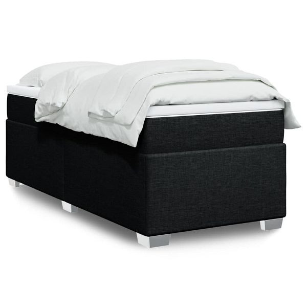 vidaXL Boxspringbett mit Matratze Schwarz 90x200 cm Stoff, 3285104