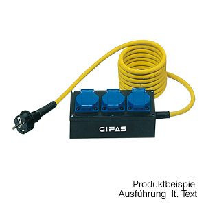 GIFAS Vollgummi-Verteiler Typ 1800, 3 m GIFAS PROFLEXX-07 Leitung 5 x 2,5 mm² mit CEE-Stecker 5 x 16 A/400 V, 200804