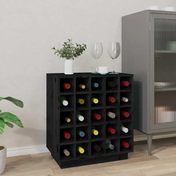 vidaXL Weinregal Schwarz 55,5x34x61 cm Massivholz Kiefer, 821531