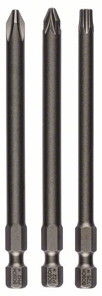 Bosch Schrauberbit-Set Extra-Hart, 3-teilig, PH2, PZ2, T25, 89 mm, VE: 5 Stück, 2607001767