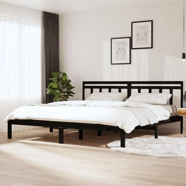 vidaXL Massivholzbett Schwarz Kiefer 200x200 cm, 3100613