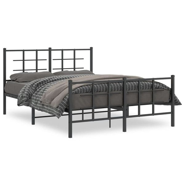 vidaXL Bettgestell mit Kopf- und Fußteil Metall Schwarz 140x190 cm, 355579