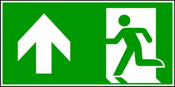 Schilder Klar Rettungsweg geradeaus DIN EN ISO 7010, 400x200x1.5 mm Kunststoff langnachleuchtend, 1578/92