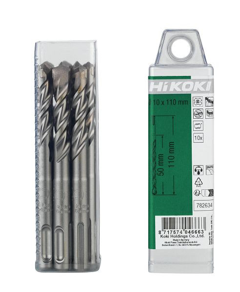 HiKOKI HM-Hammerbohrer SDS-Plus 2-Schneider 10 x 50/110 mm, VE: 10 Stück, 782634