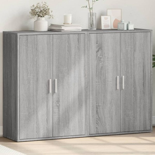 vidaXL Sideboards 2 Stück Grau Sonoma 60x31x84 cm Holzwerkstoff, 3276572